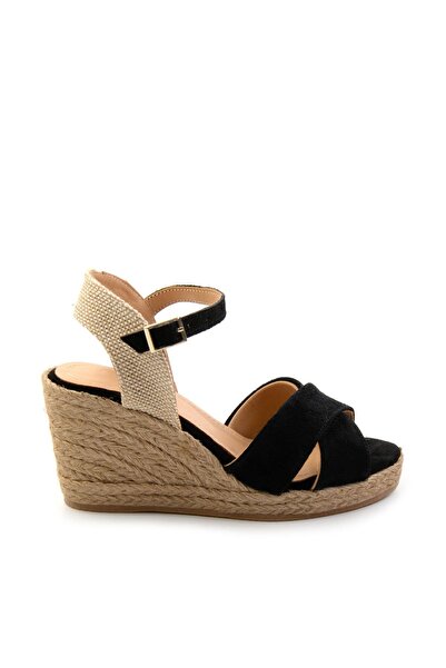 Bambi Siyah Leather Kadın Sandalet K05718070702