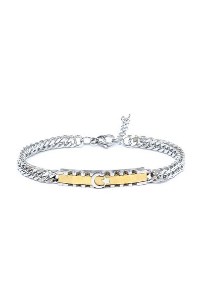 AKSESUARIM Moon Star Themed Steel Bracelet