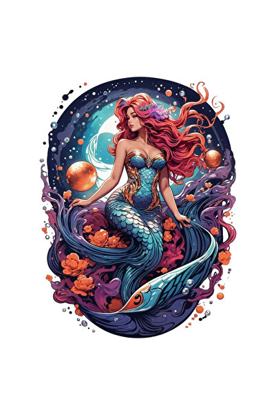 INOVATIX Set de 8 piese, autocolant sirenă roșcată, INOVATIX®. 6 cm