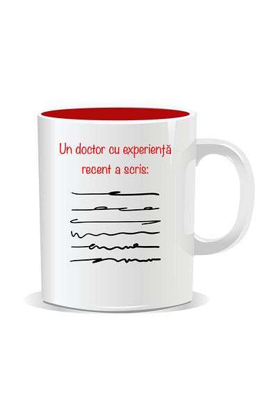 OEM Personalized mug with funny message, A recently experienced doctor wrote - Red interior