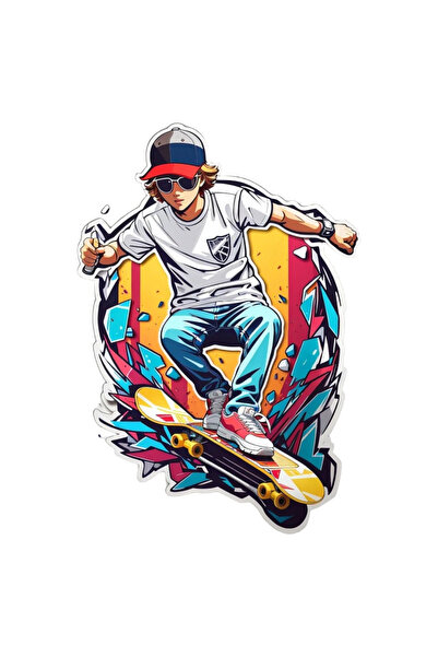 INOVATIX Set de 8 piese, autocolant sportiv cu săritură de skateboard, INOVAT...