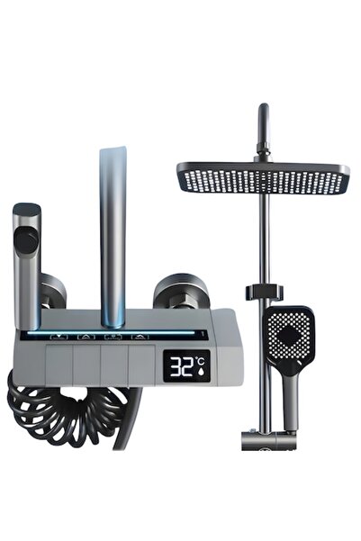 MODVIA Rectangular LED shower column set, grey