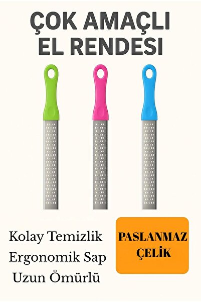 Genel Markalar Paslanmaz Çelik Çok Amaçlı El Rendesi – Renkli Saplı Pratik Mutfak Rendesi