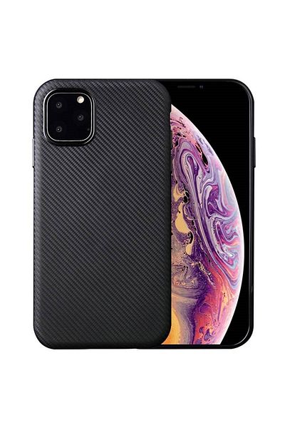 BLACK Case for Apple iPhone 11 PRO, Perfect Fit with black carbon inserts