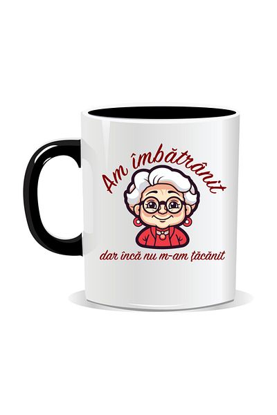 OEM Personalized mug with funny message, I'm old but not stupid yet - Black interior