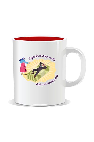 OEM Personalized mug with funny message, It's useless to have a lot of wealth if you don't have a dumb wife - Red interior