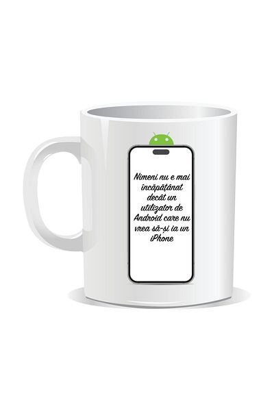 OEM Personalized mug with funny message, Android vs iPhone - White interior