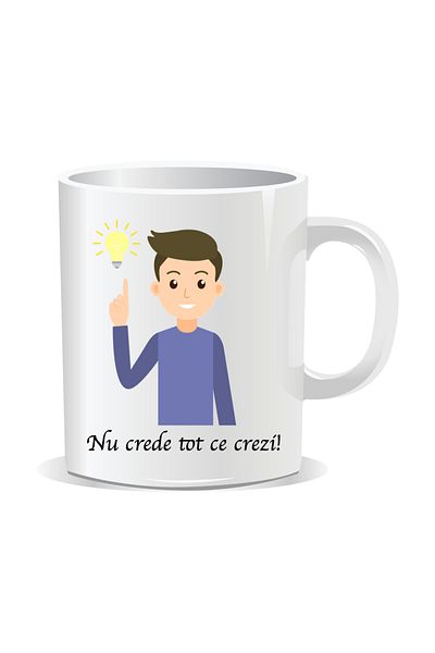 OEM Personalized mug with funny message, Don't believe everything you think - White interior