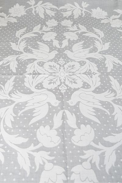 Defne&Apollon İpekçilik 100% Cotton Hand-Woven Bird Patterned Pique 190 X 225 cm - Gray
