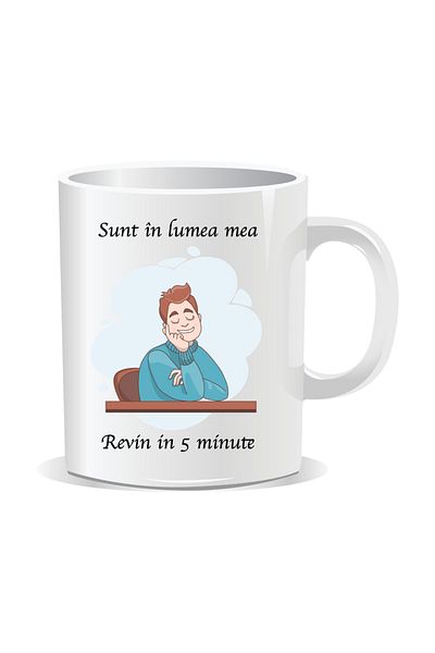 OEM Personalized mug with funny message, I'm in my own world. I'll be back in 5 minutes - White interior