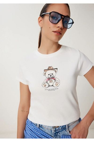 BUSEM S0017700 Bsm B. Neckline Teddy Bear Printed Short Sleeve T-Shirt
