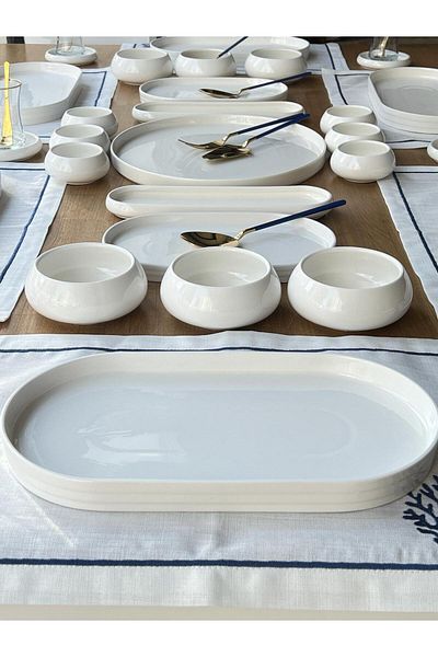 ROSSEV Breakfast Set Pure Oval 52 Pieces for 6 People
