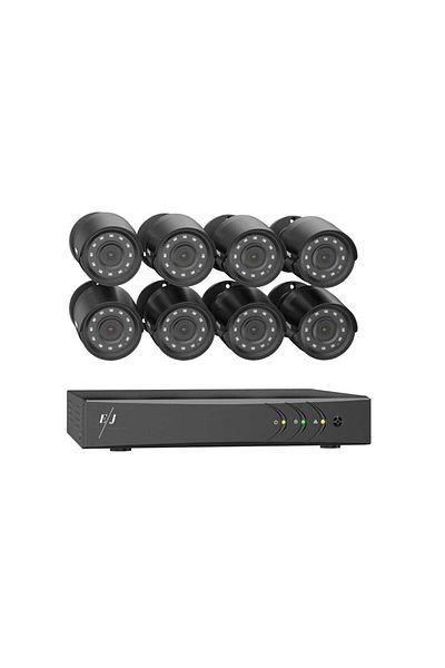 Spionescu Complete surveillance system with 8 outdoor cameras, E200, AI facial detection, FulHD resolution