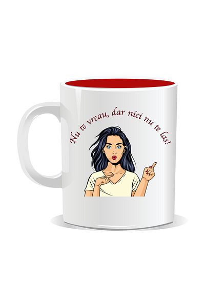 OEM Personalized mug with funny message, I don't want you but I won't leave you either - Red interior