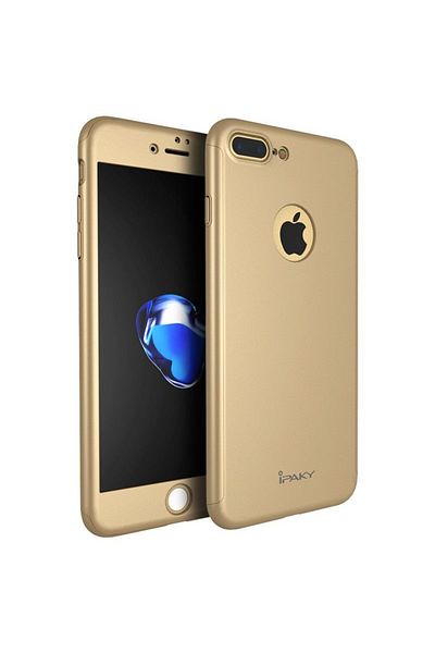 OEM Husă Apple iPhone 7 Plus, FullBody iPaky Gold, acoperire completă la 360 de grade cu folie de protecție din sticlă gratuită