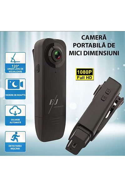 Spionescu Body camera, body cam A18, 12MP, full HD, 8 hour battery life, 120° viewing angle, motion sensor