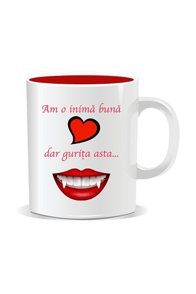 OEM Personalized mug with funny message, I have a good heart but this mouth... - Red interior