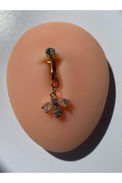 kurukafagift Steel Navel Piercing Magnet Holeless Use Compression Bee Figured Stone Hanging Model