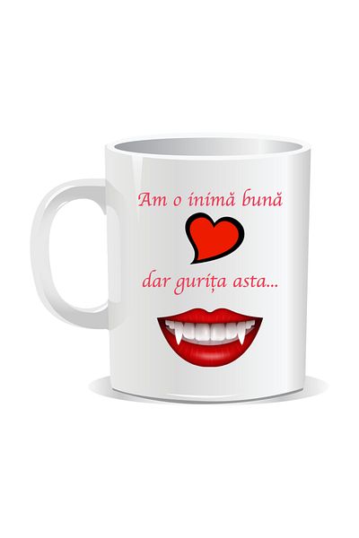 OEM Personalized mug with funny message, I have a good heart but this mouth... - White interior