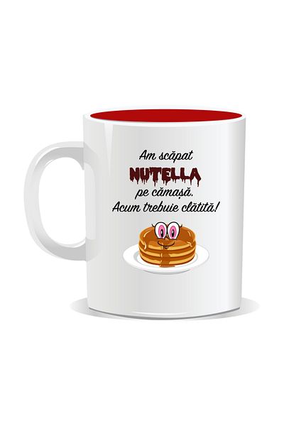 OEM Personalized mug with funny message, I spilled Nutella on my shirt - Red interior