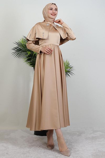 GİYZAMİLA Βραδινό φόρεμα Nira Hijab Sütlükkahve