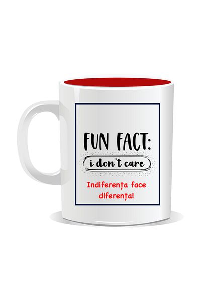 OEM Personalized mug with funny message, Indifference makes the difference - Red interior
