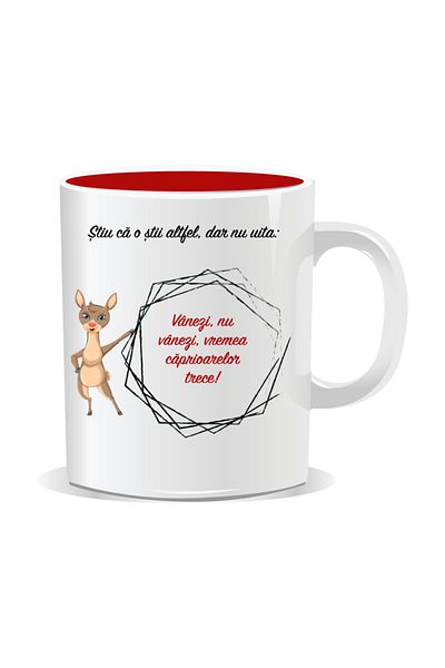 OEM Personalized mug with funny message, Deer season is over - Red interior