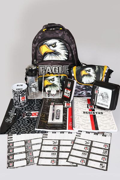 Beşiktaş New Season Licensed Eagle/Eagle School, Full Stationery School Set with Thermos Lunch and Pencil Bag