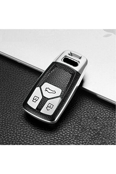 OEM Κάλυμμα κλειδιού αυτοκινήτου για Audi - Keyless Go, Tpu, Ασημί/μαύρο
