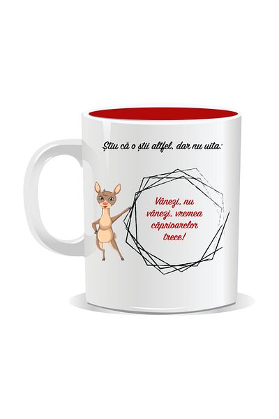OEM Personalized mug with funny message, Deer season is over - Red interior
