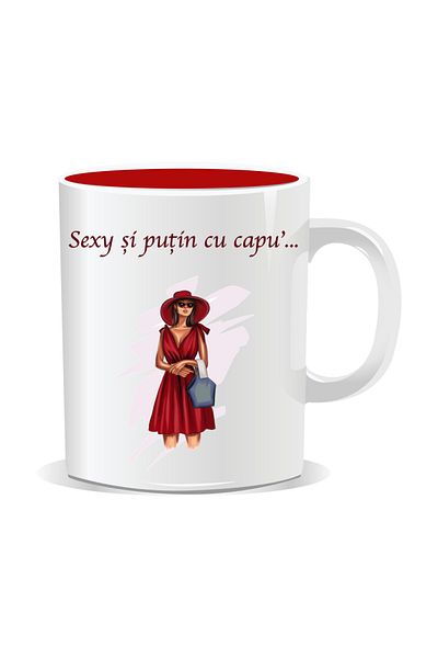 OEM Personalized mug with funny message, Sexy and a little bit heady - Red interior