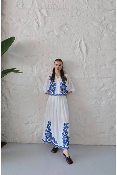 TİENDEROPA Embroidered Women's Shirt Skirt Set