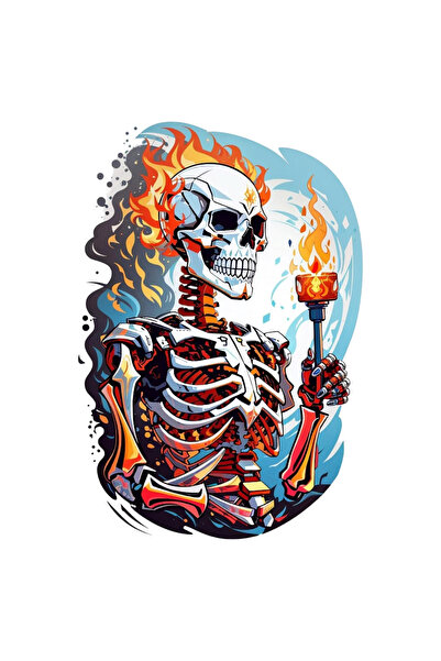 INOVATIX Set de 8 autocolante schelet în flăcări, INOVATIX®. 6 cm