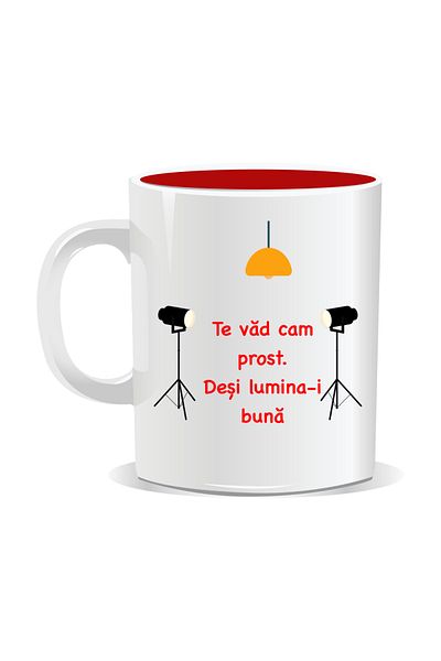 OEM Personalized mug with funny message, I look a little stupid even though the light is good - Red interior