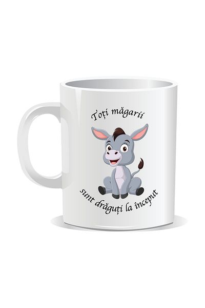 OEM Personalized mug with funny message, All donkeys are cute at first - White interior