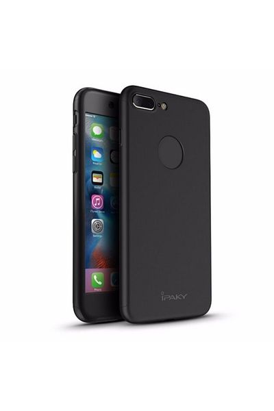 OEM Husă Apple iPhone 7 Plus, FullBody iPaky Neagră, acoperire completă la 360 de grade cu folie de protecție din sticlă gratuită