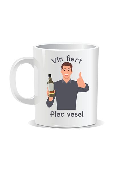 OEM Personalized mug with funny message, Mulled wine, I leave cheerfully - White interior