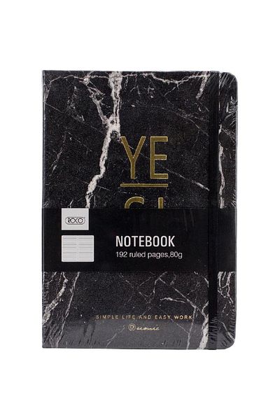 Roco Marble A5 Notebook – 192 Pages (Lined) – Black Cover