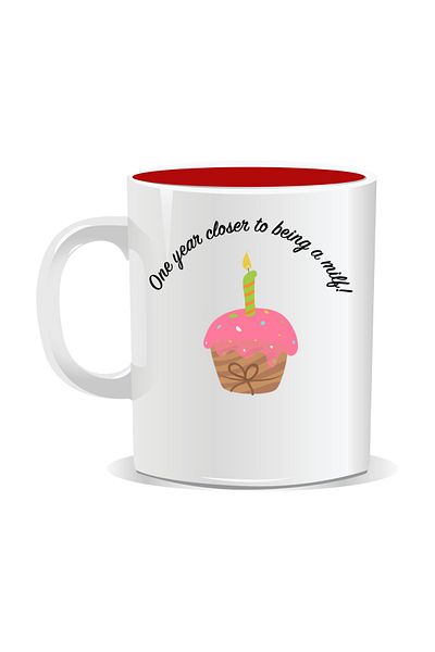 OEM Personalized mug with funny message, One year closer to being a milf - Red interior