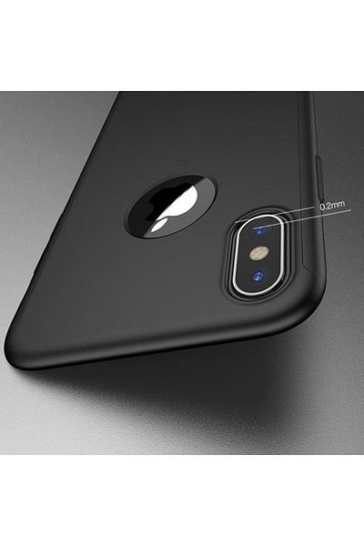 OEM Carcasă Apple iPhone X, FullBody iPaky Neagră, acoperire completă la 360 de grade cu folie de protecție din sticlă gratuită