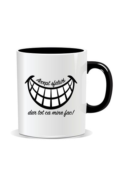 OEM Personalized mug with funny message, I accept advice but I still do it my way - Black interior