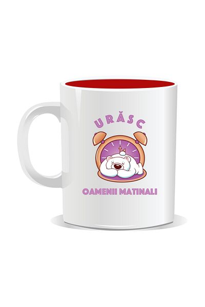 OEM Personalized mug with funny message, I hate morning people - Red interior