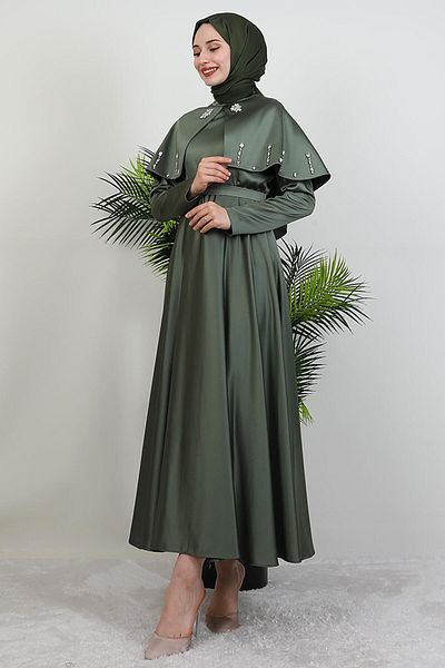 GİYZAMİLA Βραδινό φόρεμα Nira Hijab Χακί