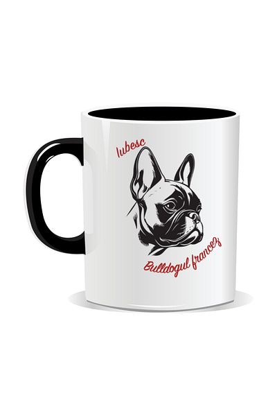 OEM Personalized mug with messages for dog lovers, I love French bulldog - Black interior