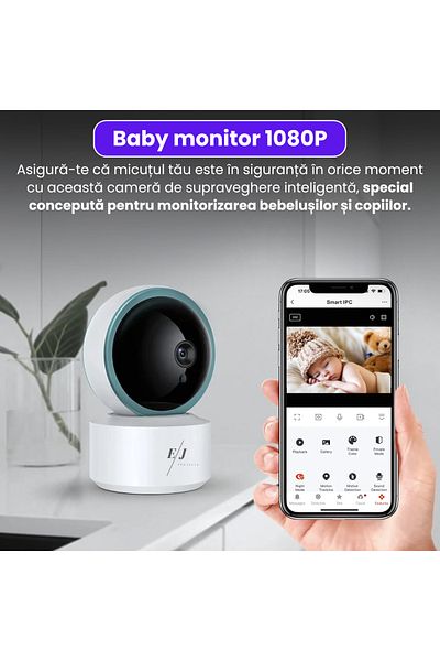 Spionescu WiFi video camera for babies and children, HD surveillance, night vision