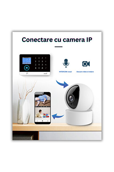 Spionescu Sistem de alarmă wireless, GSM/SIM/RFID, ecran tactil, control prin aplicație - ACJ-401