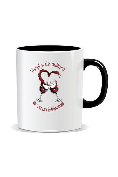 OEM Personalized mug with message for stylish drinkers, Wine is culture - Black interior