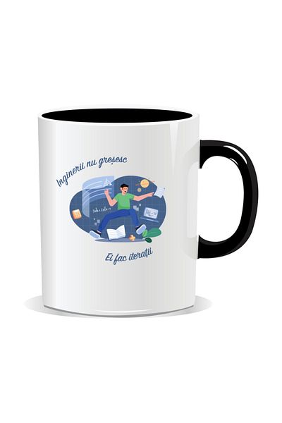 OEM Personalized mug with messages for engineers, Engineers don't make mistakes, they iterate - Black interior
