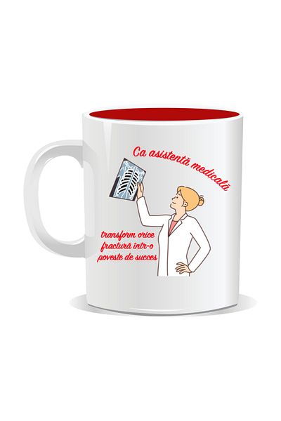 OEM Personalized mug for nurses, I turn any fracture into success - Red interior