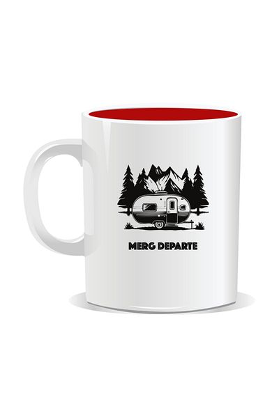 OEM Personalized mug with messages for campers, I'm going far - Red interior